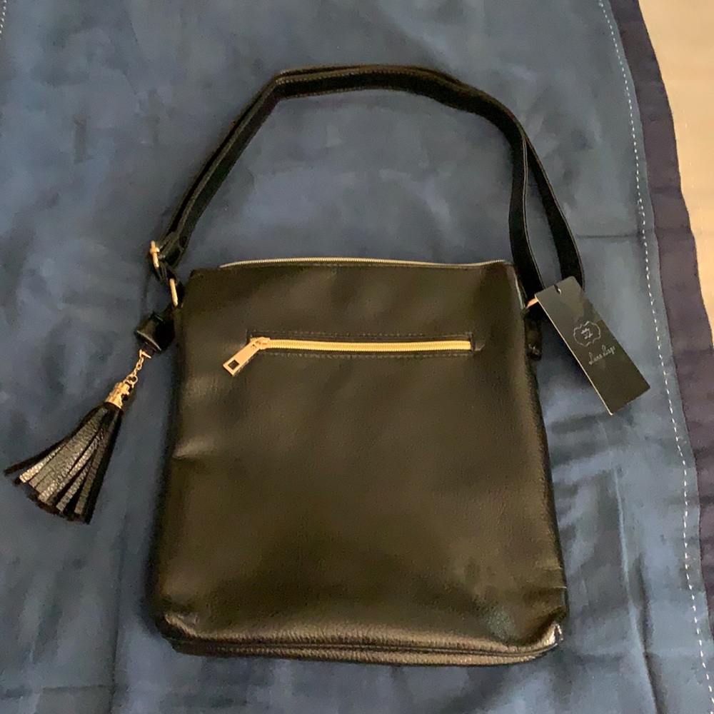 Black crossbody quilted (fake leather) purse